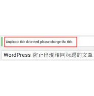 WordPress插件Duplicate Title Validate，防止WordPress文章标题重复的插件